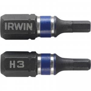 image of Irwin Impact Hexagon Screwdriver Bit 3mm 25mm Pack of 2