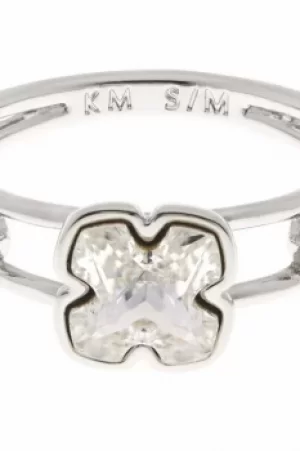 image of Ladies Karen Millen Silver Plated Art Glass Flower Ring Size ML KMJ925-01-02ML