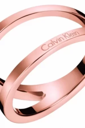 Image of Ladies Calvin Klein Rose Gold Plated Size L Outline Ring KJ6VPR100106