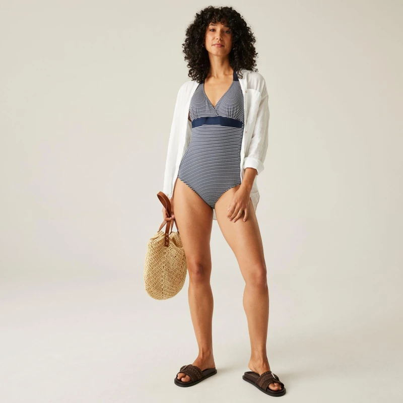 Image of Regatta Womens Flavia II One Piece Swimsuit Navy/White Seer female 26