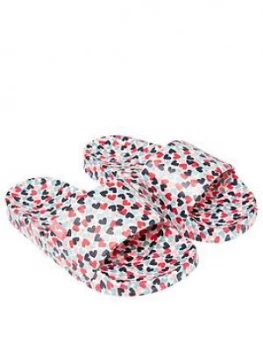 Image of Joules Girls Poolside Printed Sliders- White
