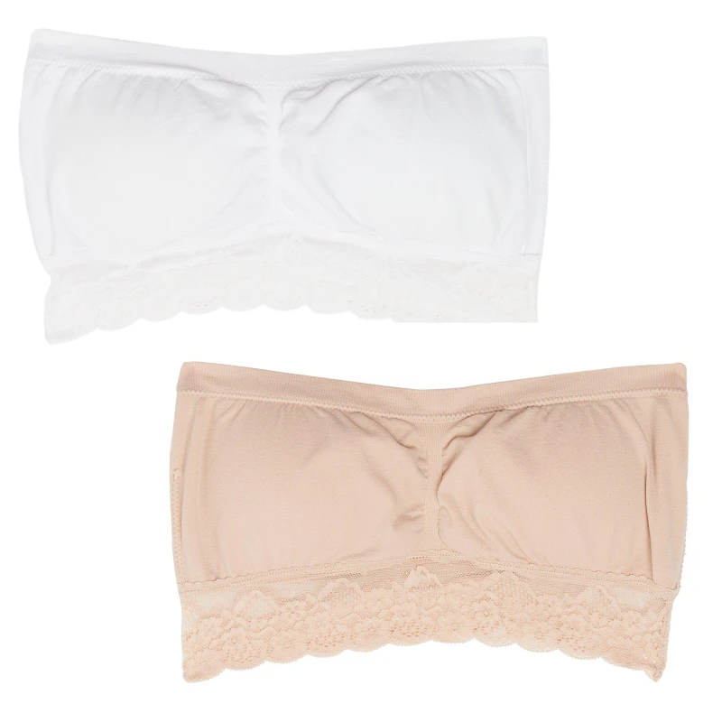Image of Be You 2 Pack Lace Bandeau Bra - White White 10