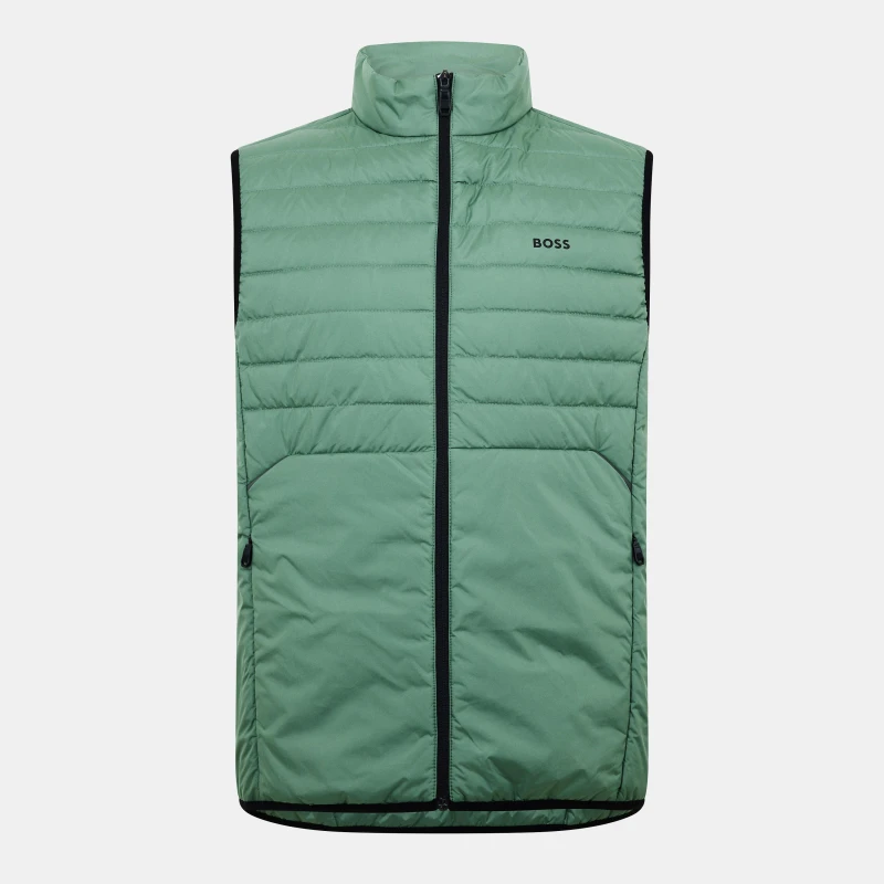 Image of Boss Mens Urbanex Quilted Water Resistant Sleeveless Gilet Open Green male M