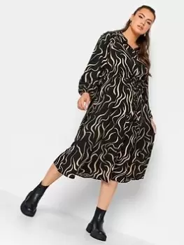 Image of Yours Long Sleeve Shirt Dress Neutral Swirl, Natural, Size 22-24, Women