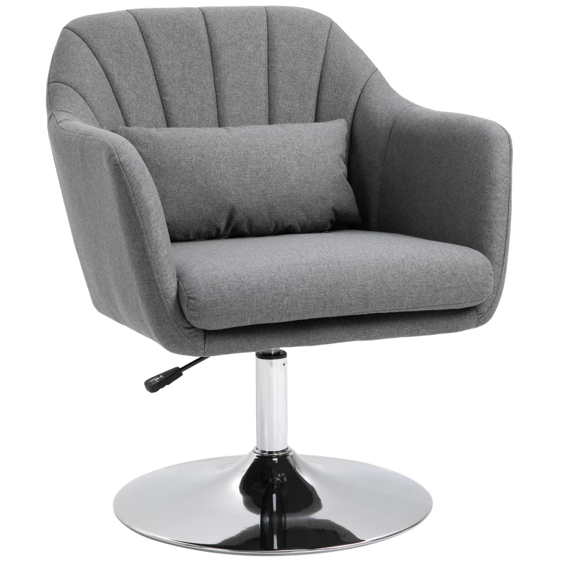 Image of Swivel Accent Chair HOMCOM Contemporary Vanity Armchair with Adjustable Height Thick Cushion Lumbar Support Armrest for Bedroom Aosom UK