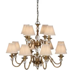 image of Polina 12 Light Multi Arm Chandelier Antique Brass Finish, E14