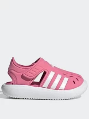 Image of adidas Closed-toe Summer Water Sandals, Pink/White, Size 3 Younger