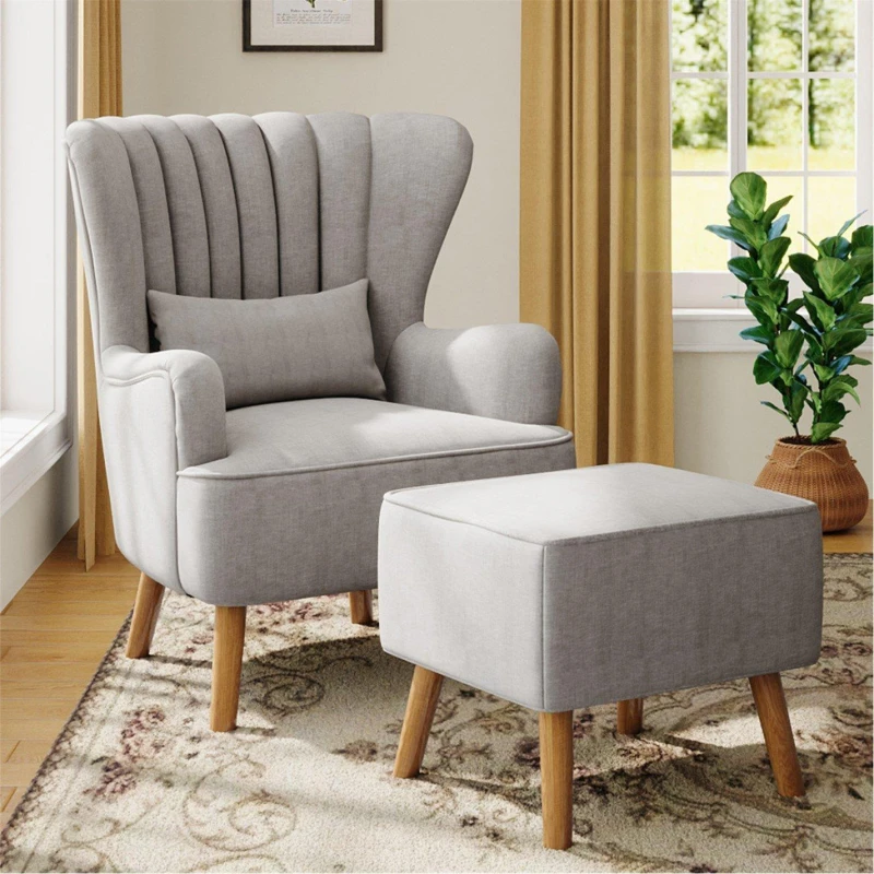 Image of Kabinet UK Contemporary Wing Back Armchair and Ottoman Set Grey unisex One size