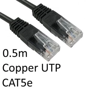 image of RJ45 (M) to RJ45 (M) CAT5e 0.5m Black OEM Moulded Boot Copper UTP Network Cable