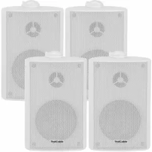 image of 4x 3 60W White Outdoor Rated Garden Wall Speakers Wall Mounted HiFi 8Ohm & 100V