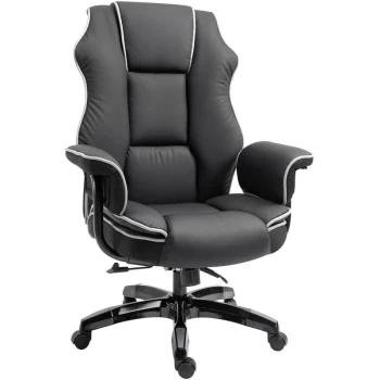 Image of Piped PU Leather Padded High-Back Computer Office Gaming Chair Swivel Desk Seat Ergonomic Recliner w/ Armrests Adjustable Seat Height Black - Vinsetto