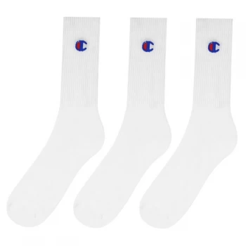 image of Champion 3 Pack Logo Socks - White WW001