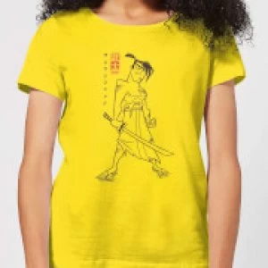 Image of Samurai Jack Vintage Kanji Womens T-Shirt - Yellow - L - Yellow