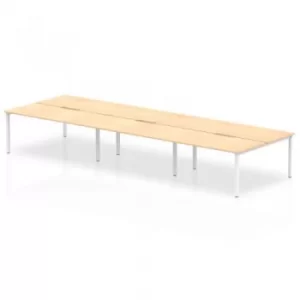 Image of B2B White Frame Bench Desk 1600 Maple (6 Pod)