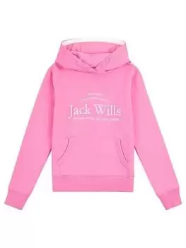 Image of Jack Wills Girls Script Hoodie - Sachet Pink, Size Age: 12-13 Years, Women