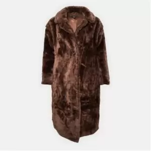 Missguided Plus Size Borg Teddy Longline Coat - Brown