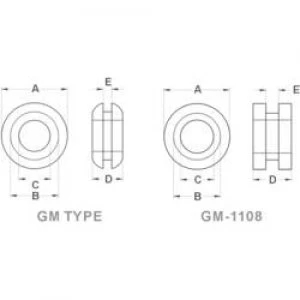 Image of KSS 534180 Grommet Black x H 13.3mm x 6.3 mm