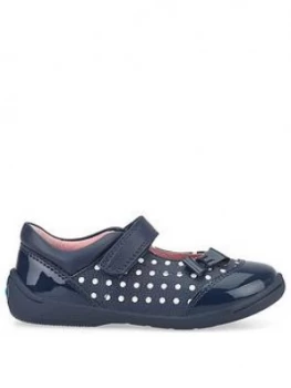 Image of Start-rite Girls Twizzle Bow Shoe - Navy Polka Dot, Size 3 Younger