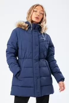 image of HYPE NAVY FITTED WOmens PUFFER JACKET