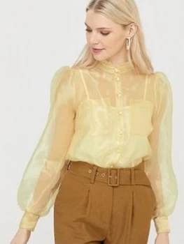 Monsoon Olga Organza Blouse - Yellow, Size 8, Women