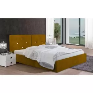 Image of Cubana Bed King Plush Velvet Mustard