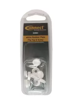 Image of White Number Plate Flip Top & Screw Pk 5 Connect 36884