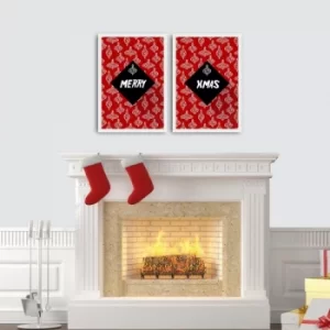 Image of 2PBCTNOEL-08 Multicolor Decorative Framed MDF Painting (2 Pieces)