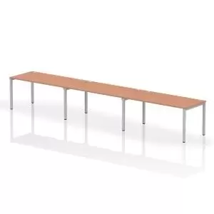 Image of Impulse Bench Single Row 3 Person 1600 Silver Frame Office Bench Desk
