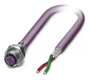 Image of Phoenix Contact 1534384 Sensor Cord, 2P, M12 Rcpt-Free End, 0.5M