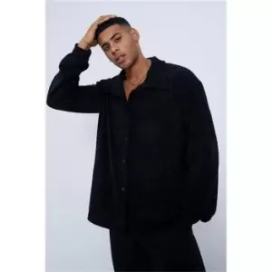 Image of I Saw It First Black Boxy Oversized Sherpa Shacket - Black