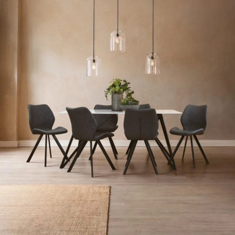 Image of Orsina Contemporary Rectangular Grey Dining Set, Space Saving Design Dining Set, Durable Small Dining Set For House