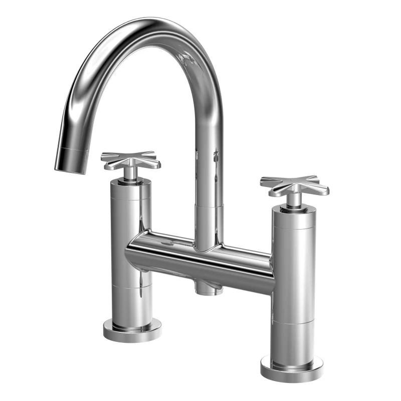 Image of Balterley Connect Bath Filler Tap with Crosshead Handles Chrome Balterley Silver unisex
