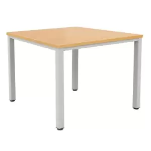 Image of Fraction Infinity Square Beech Meeting Table With Silver Legs - 140 X 140