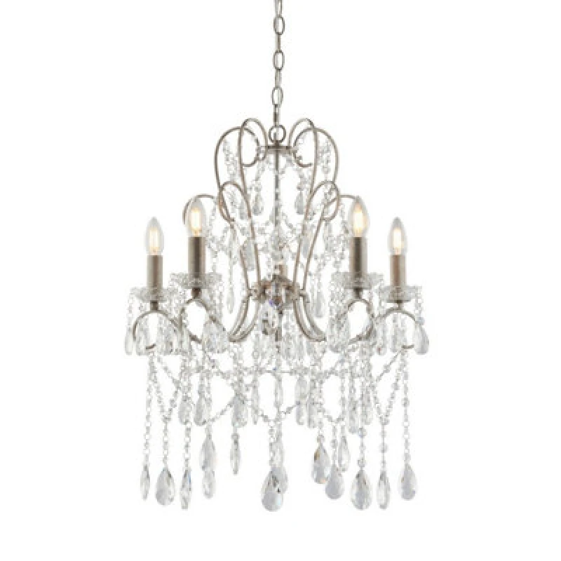 Image of Luminosa Lighting Luminosa Berkley Chandeliers Aged Silver Paint, Clear Cut Glass, 5X E14