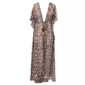 Image of Seaspray Ella Snake Print Maxi Kaftan - Brown
