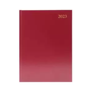 image of Desk Diary Day Per Page Appointments A5 Burgundy 2023 KFA51ABG23