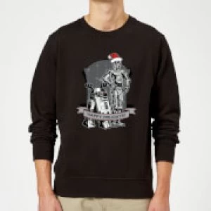 Image of Star Wars Happy Holidays Droids Black Christmas Sweatshirt - L - Black