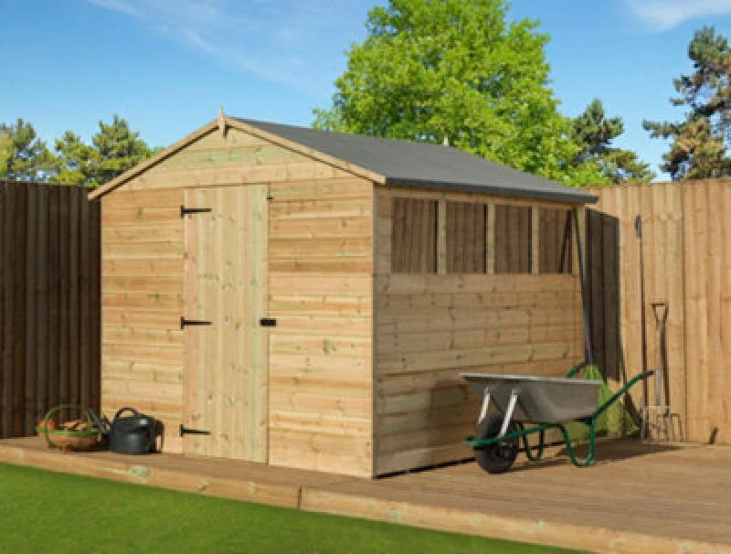 Image of Empire Sheds Empire 9200 Premier Apex Shed Windows 8X8 Pressure Treated Tongue And Groove Wooden Garden Shed (8' X 8' / 8ft X 8ft) (8X8)