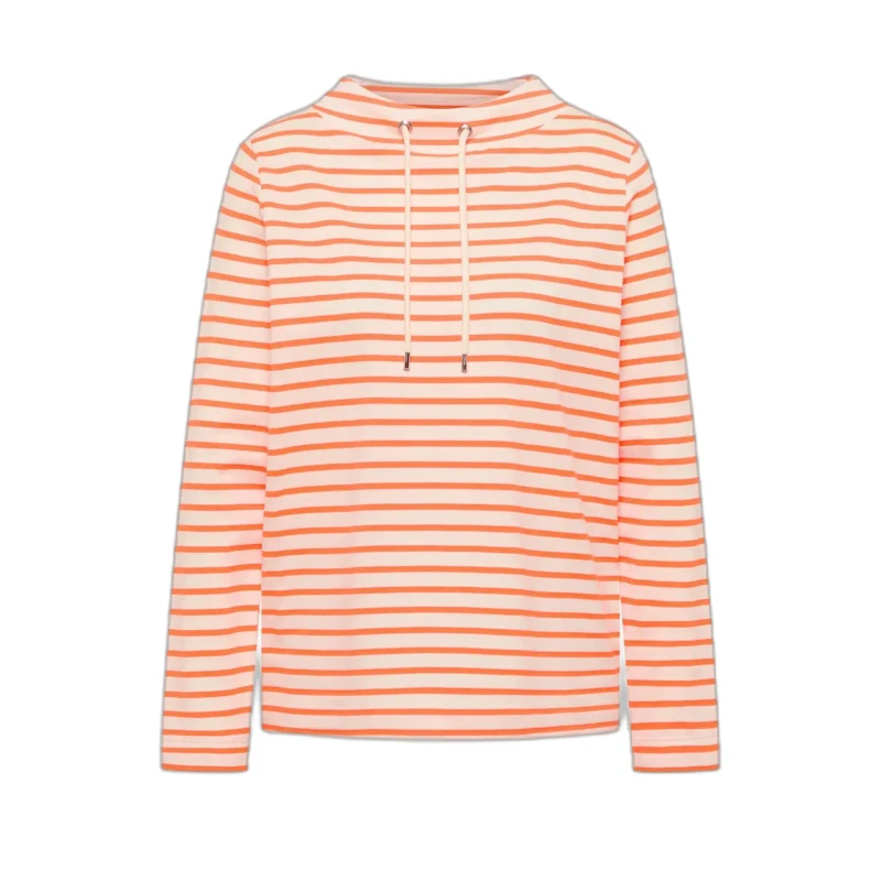 Image of cecil Striped womens roll-neck T-Shirt Cecil Beige Female 2XL