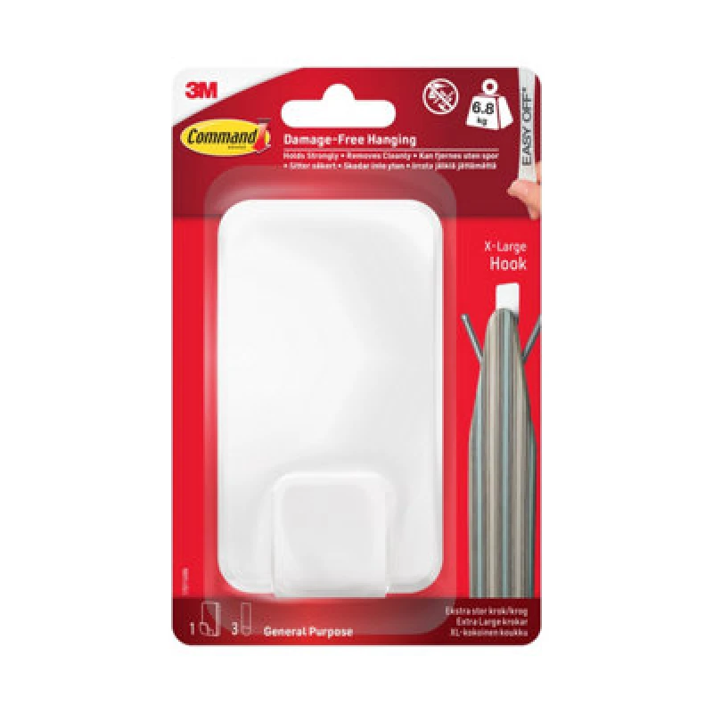Image of Command Adhesive X-Large Heavyweight Utility Hook - White (up to 4.5kg) White