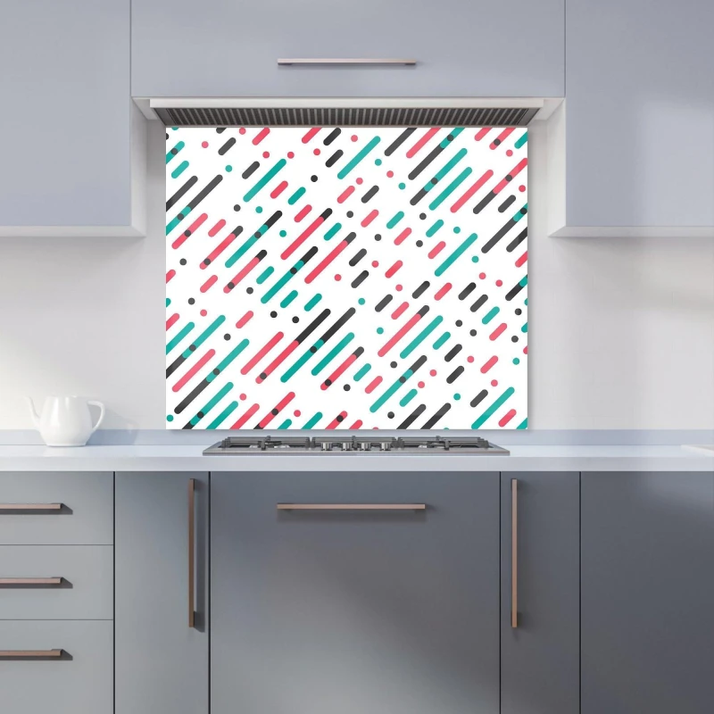 Image of Warren Reed - Designer Overlapping Coloured Diagonal Lines Kitchen Splashback in Green Size: 900mm x 650mm Green Unisex 900mm x 650mm