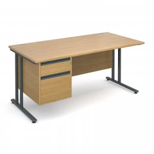 Image of Maestro 25 GL Straight Desk With 2 Drawer Pedestal 1600mm - Graphite c
