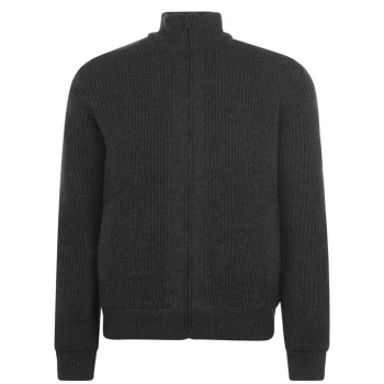 Image of Kangol Funnel Zip Knit Jumper Mens - Charcoal Marl