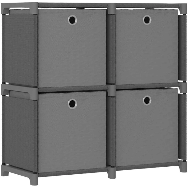 Image of VIDAXL Vidaxl - 4-Cube Display Shelf with Boxes Grey 69x30x72.5cm Fabric 8720286042588