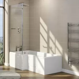 Image of L Shaped Right Hand Walk In Bath & Shower with Screen 1700mm - Yale