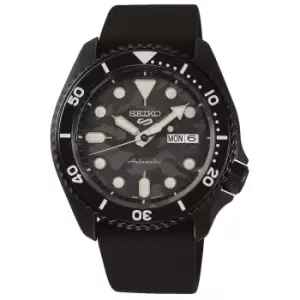 image of Seiko 5 Sports 'Yuto Horigome' Black Dial Black Silicone Strap Limited Edition Mens Watch SRPJ39K1