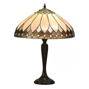 Image of Brooklyn 1 Light Medium Table Lamp Dark Bronze, Tiffany Glass, E27