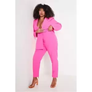 Image of I Saw It First Pink Plus Size Woven Wide Leg Tailored Trousers - Pink