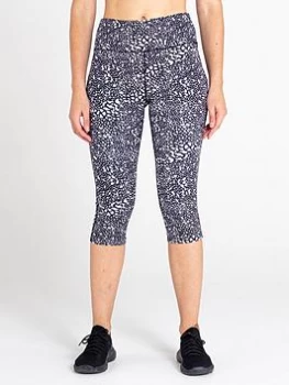 Image of Dare 2b Influential Three Quarter Leggings - Black/Polka Dot, Black Polka Dot, Size 10, Women