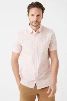 image of Mens Pink Floral Cotton Poplin Print Shirt